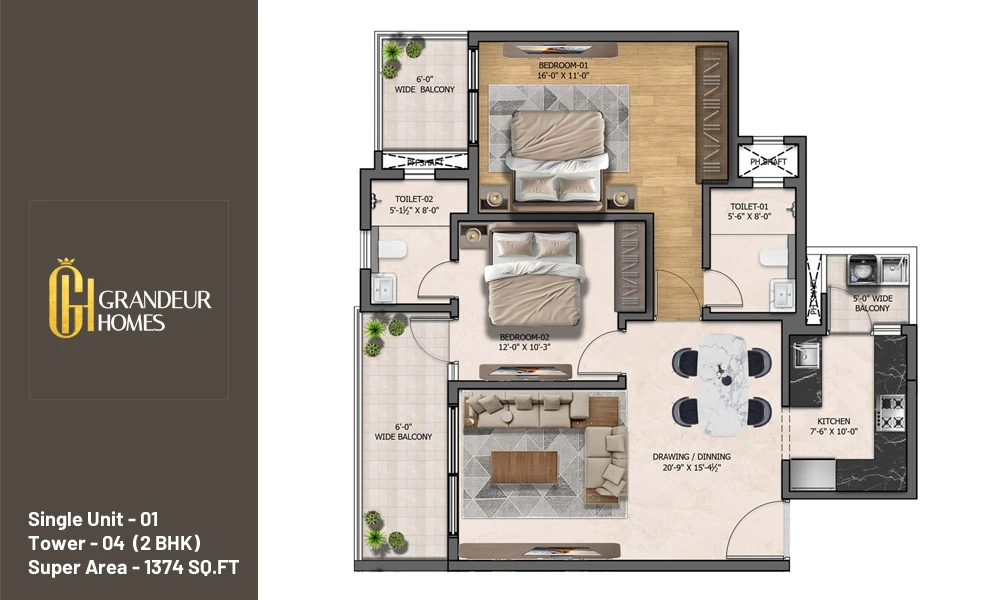 Grandeur Homes 2 BHK interior